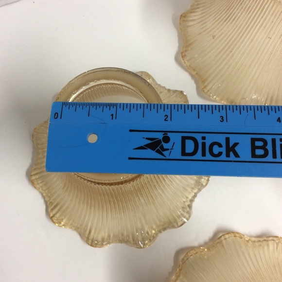 VTG 4 Ceiling Shades Amber Glass Ruffled Edge - Picture 6 of 9